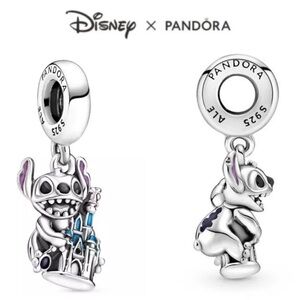PANDORA DISNEY PARK Lilo Stitch & Fantasyland Castle Dangle Charm w/box